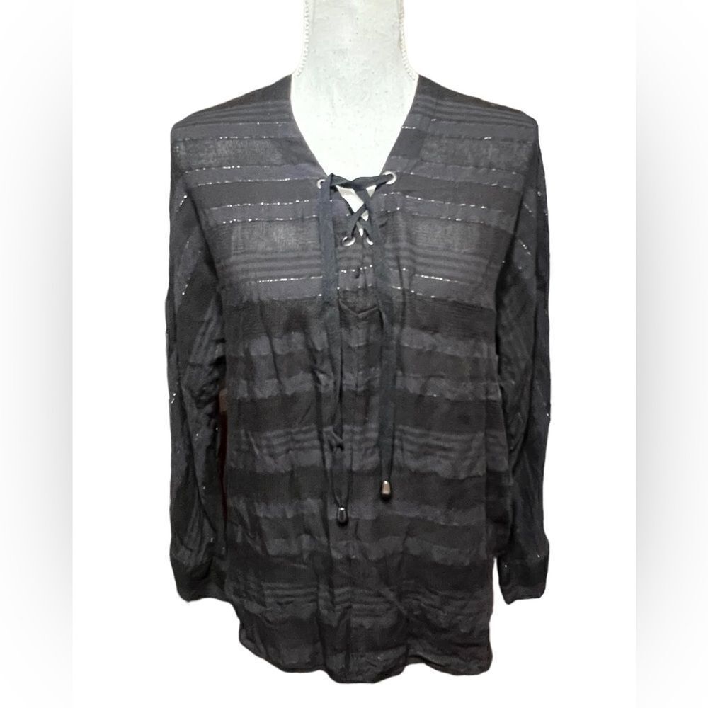 Rails Lily Silver Metallic Tel Aviv Stripe Top - image 2